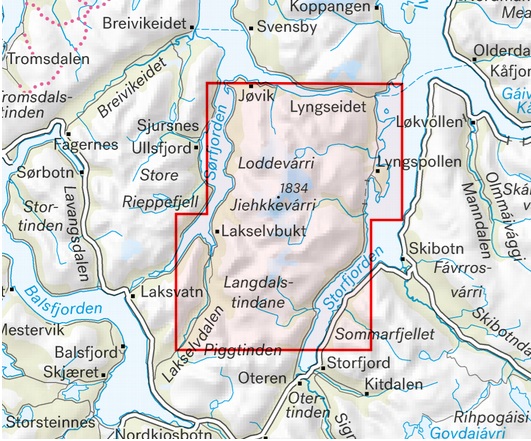 Alternative view of Lyngenhalvøya Sør 1:25'000