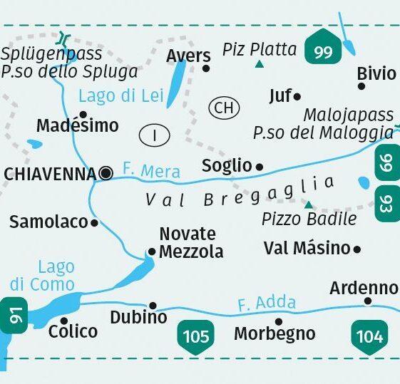 Alternative view of ValChiavenna Val Bregaglia WK 92 1: 50 000
