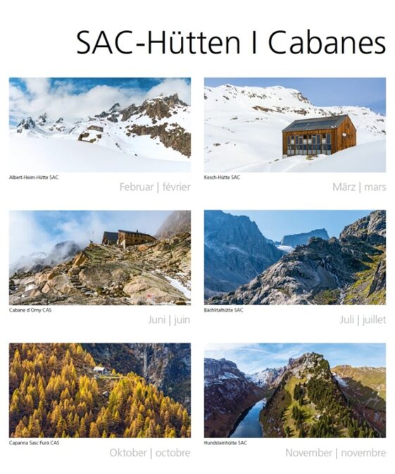 Alternative view of Kalender SAC-Hütten 2026