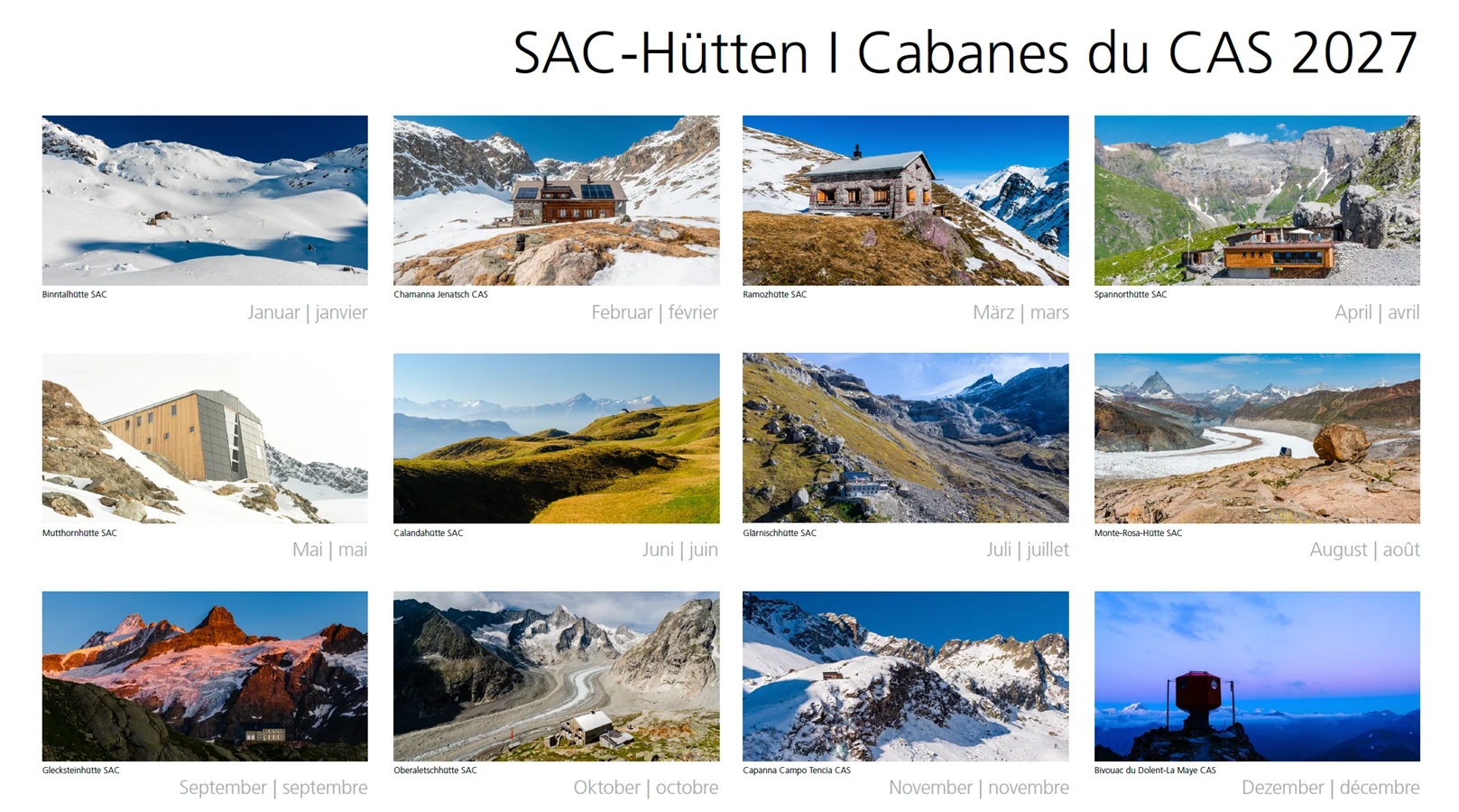 SAC-Hütten – Kalender 2027 – Bild 2